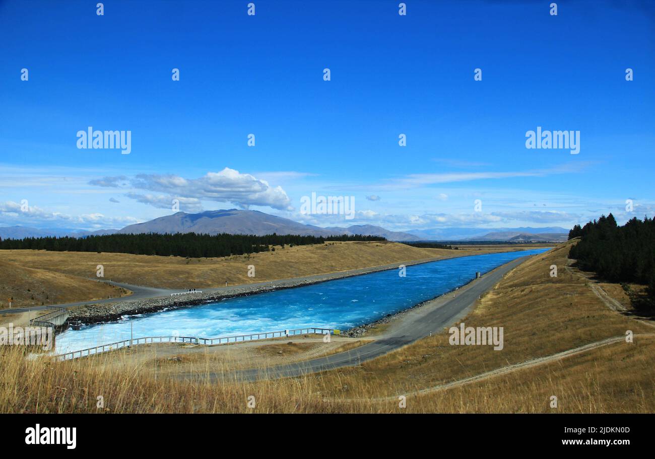 Paesaggio incredibile intorno al lago Tekapo in Nuova Zelanda. Foto Stock