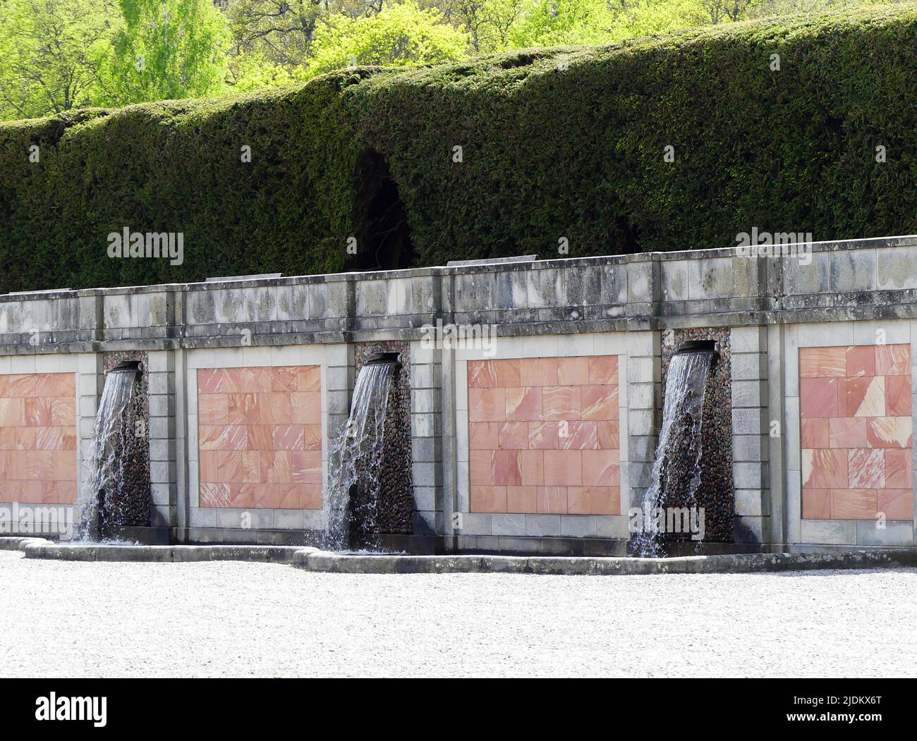 Muro nel giardino di Drottningholms Foto Stock