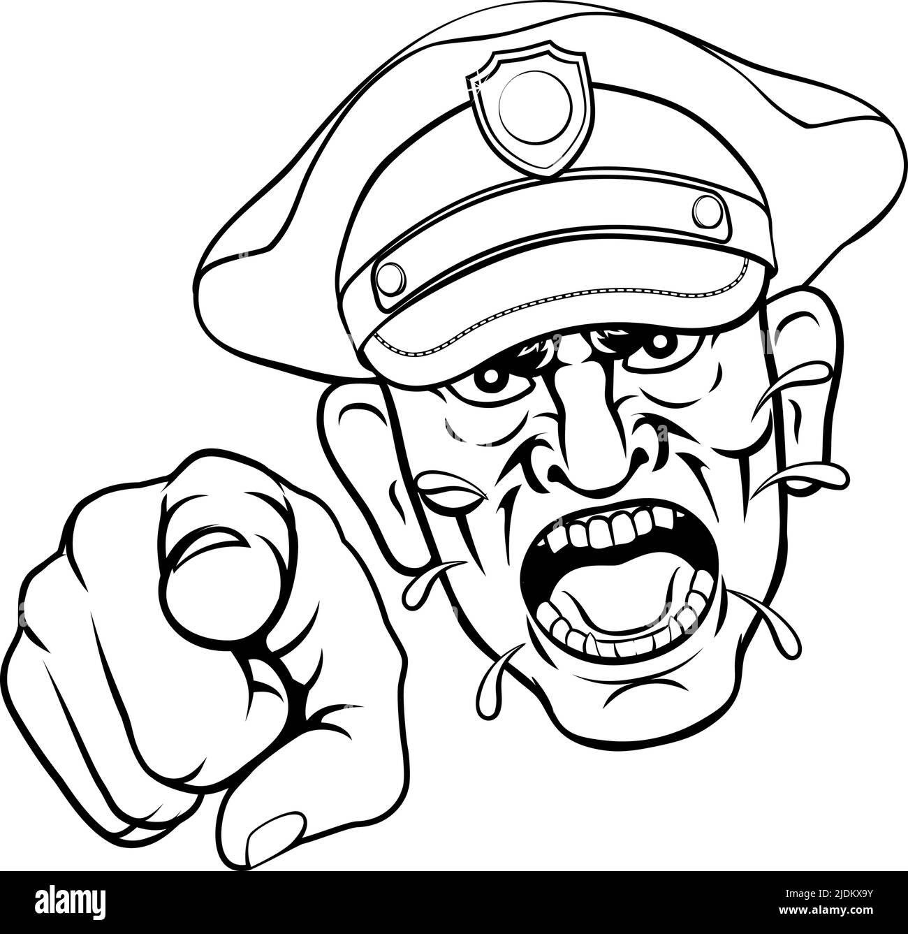 Arrabbiato poliziotto ufficiale di polizia Cartoon Illustrazione Vettoriale
