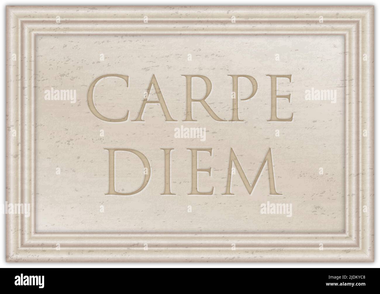 Targa di marmo con antico proverbio latino 'CARPE DIEM', illustrazione Foto Stock