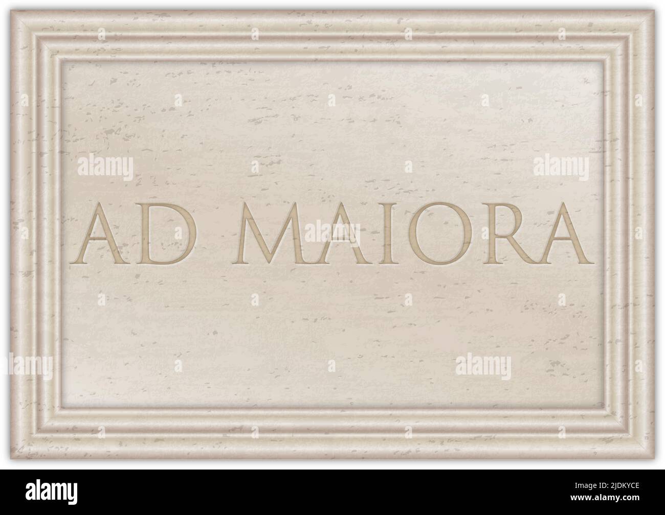 Targa di marmo con antico proverbio latino 'ad MAIORA', illustrazione Foto Stock