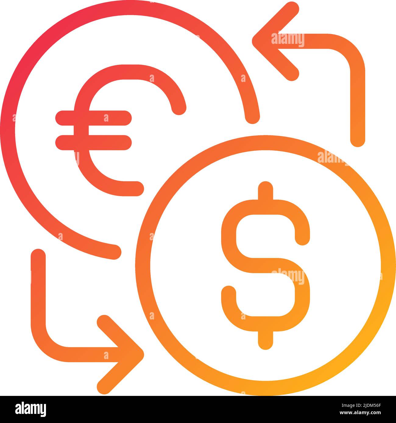 Icona vettoriale lineare gradiente perfetto pixel di cambio valuta Illustrazione Vettoriale