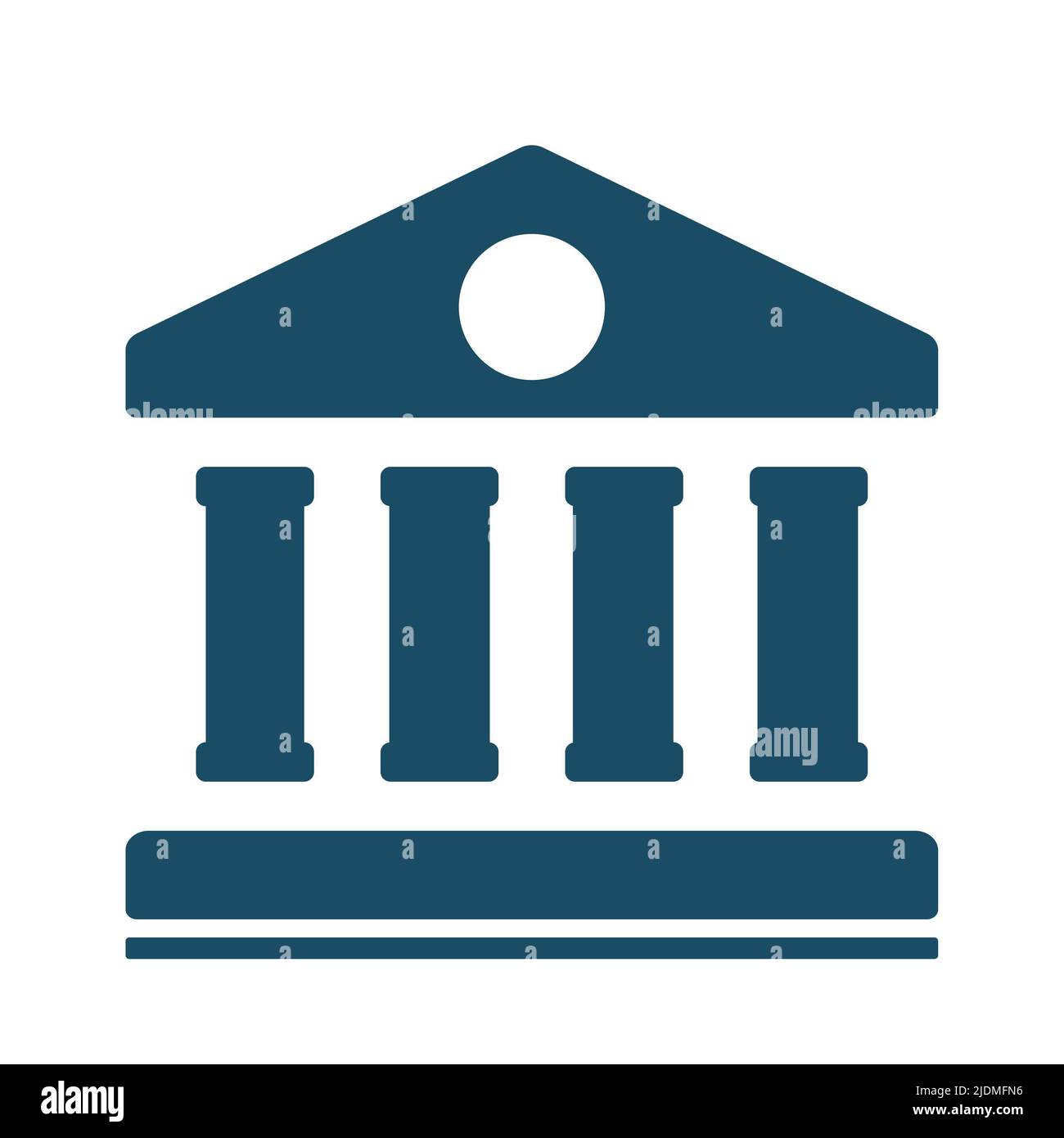 Riva piatta blu scuro di alta qualità, antica icona del tempio greco. Pittogramma, tecnologia, oggetto. Utile per siti Web, banner, biglietti d'auguri, app e soci Foto Stock