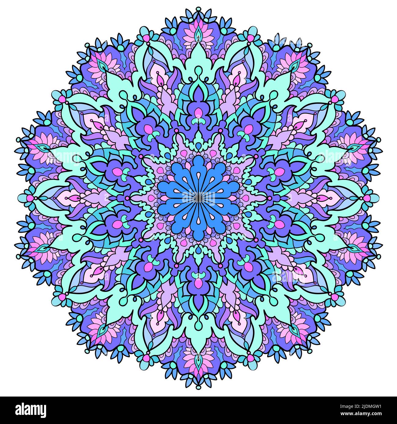 Mandala. Arabo, modello geometrico indiano in un cerchio. Vettore Illustrazione Vettoriale