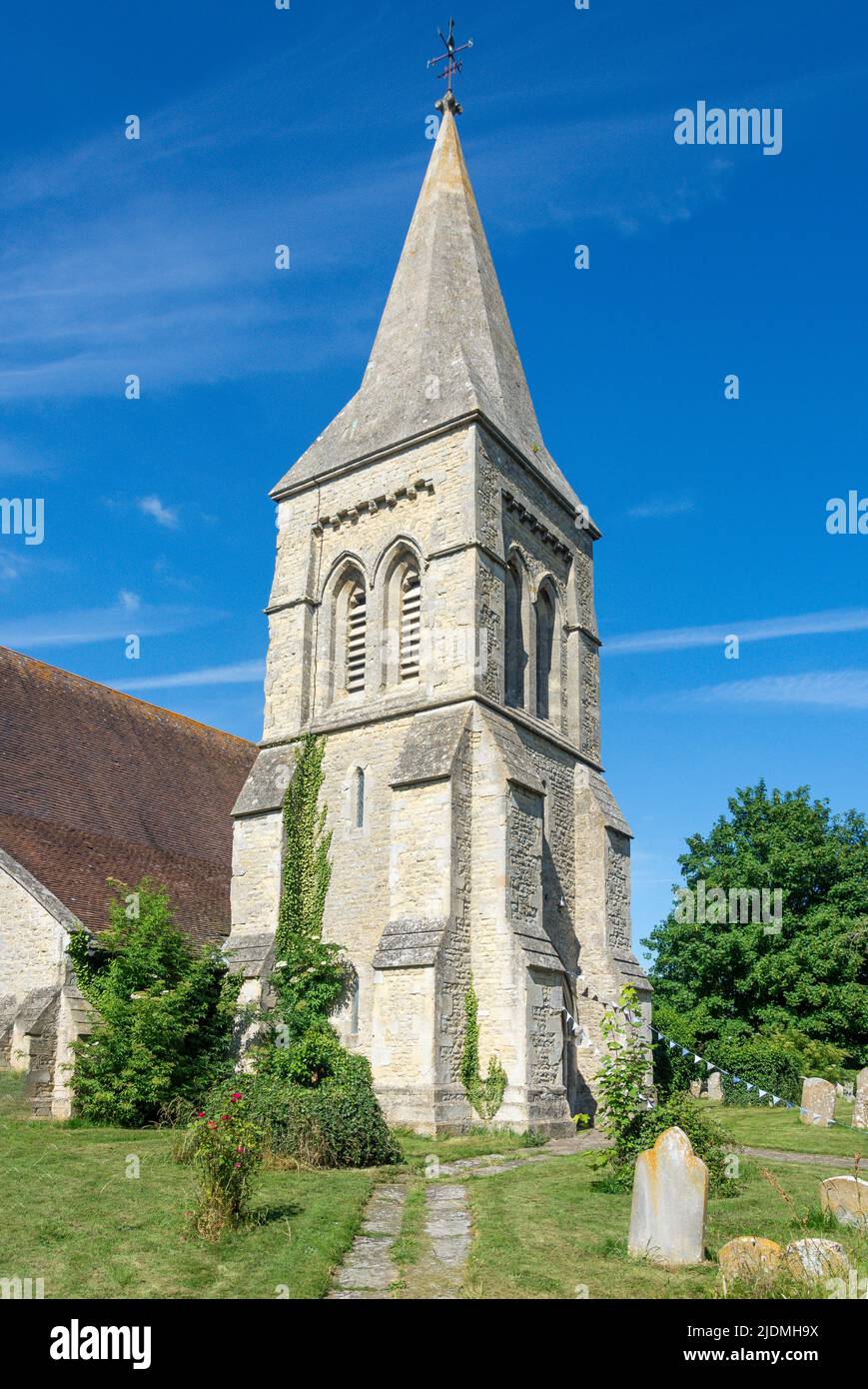 St Giles Parish Church, gli allori, Tetsworth, Oxfordshire, Inghilterra, Regno Unito Foto Stock