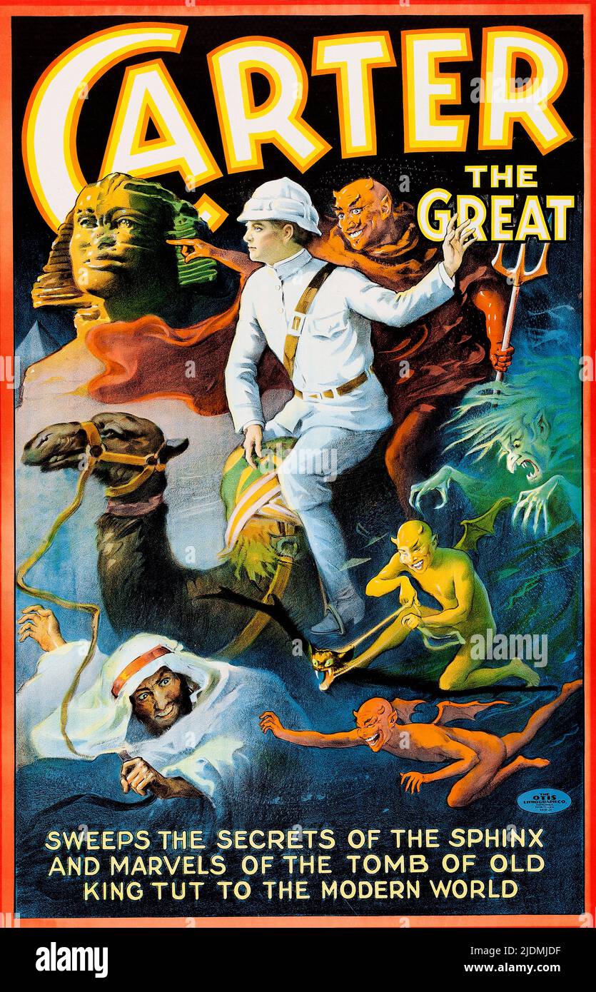 Vintage 1920s Magician Poster for - carter il Grande, sweep i segreti della Sfinge e le meraviglie della Tomba del Vecchio Re Tut al moderno [c.1920 Foto Stock