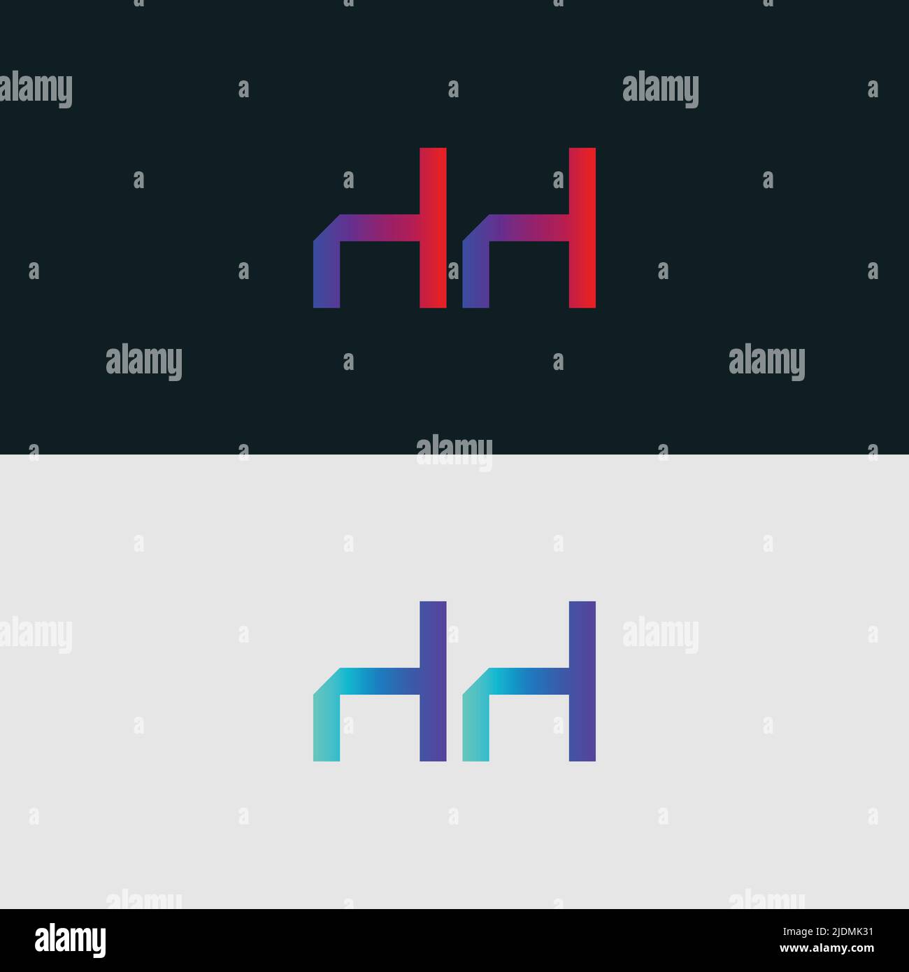 Lettera iniziale lettera alfabetica icona del logo HH, colori vivaci colori brillanti e logo alla moda Illustrazione Vettoriale