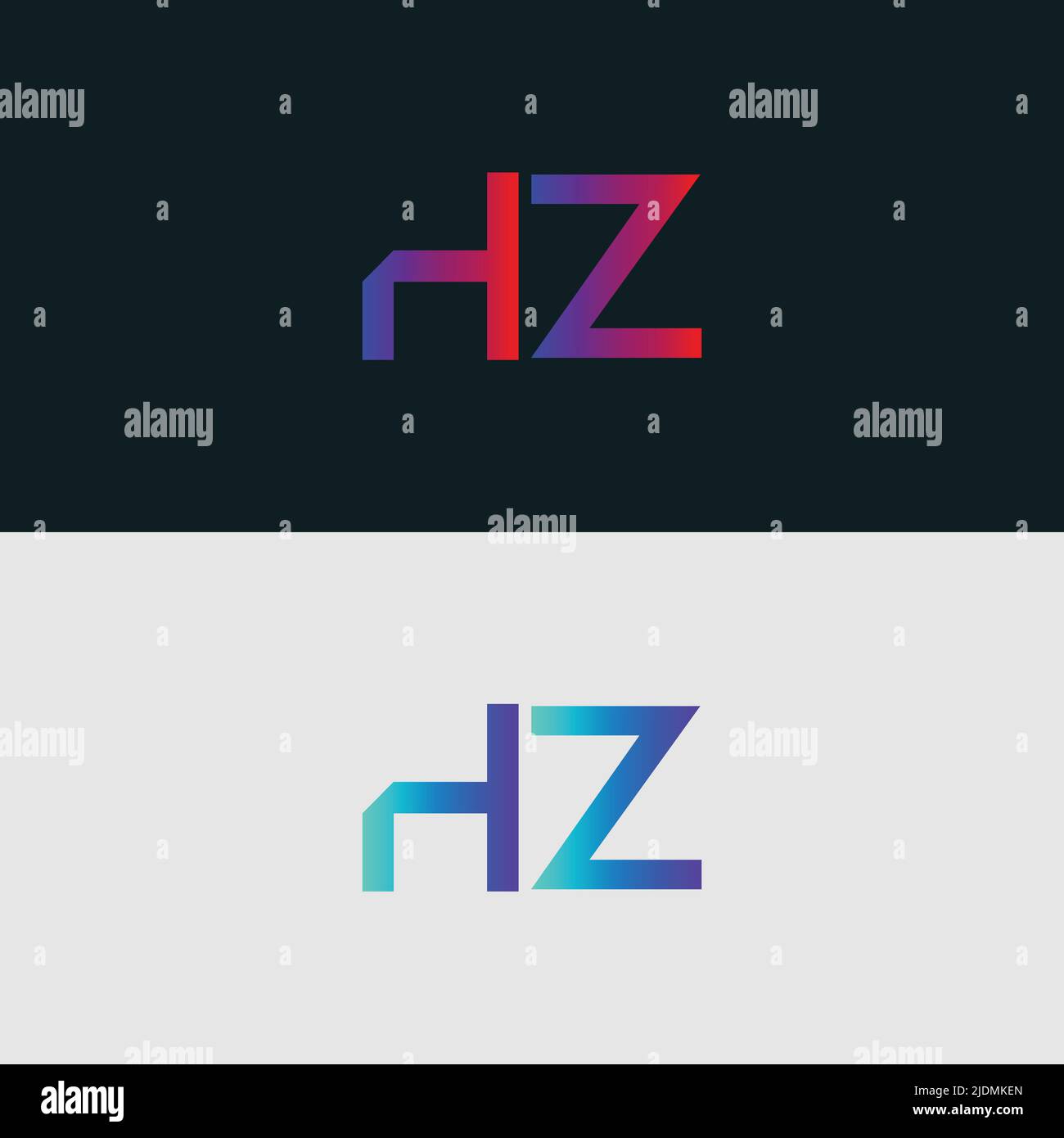 Lettera iniziale lettera alfabetica icona del logo HZ, colori vivaci e colorati logo alla moda Illustrazione Vettoriale