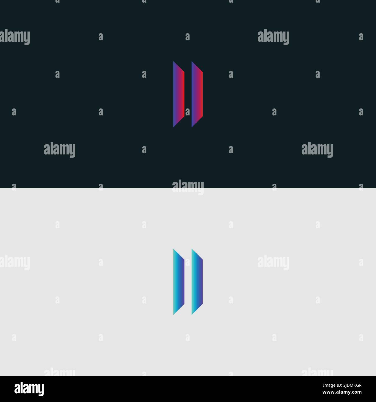 Lettera iniziale Alphabet Logo icona II, colori vivaci e colorati logo alla moda Illustrazione Vettoriale