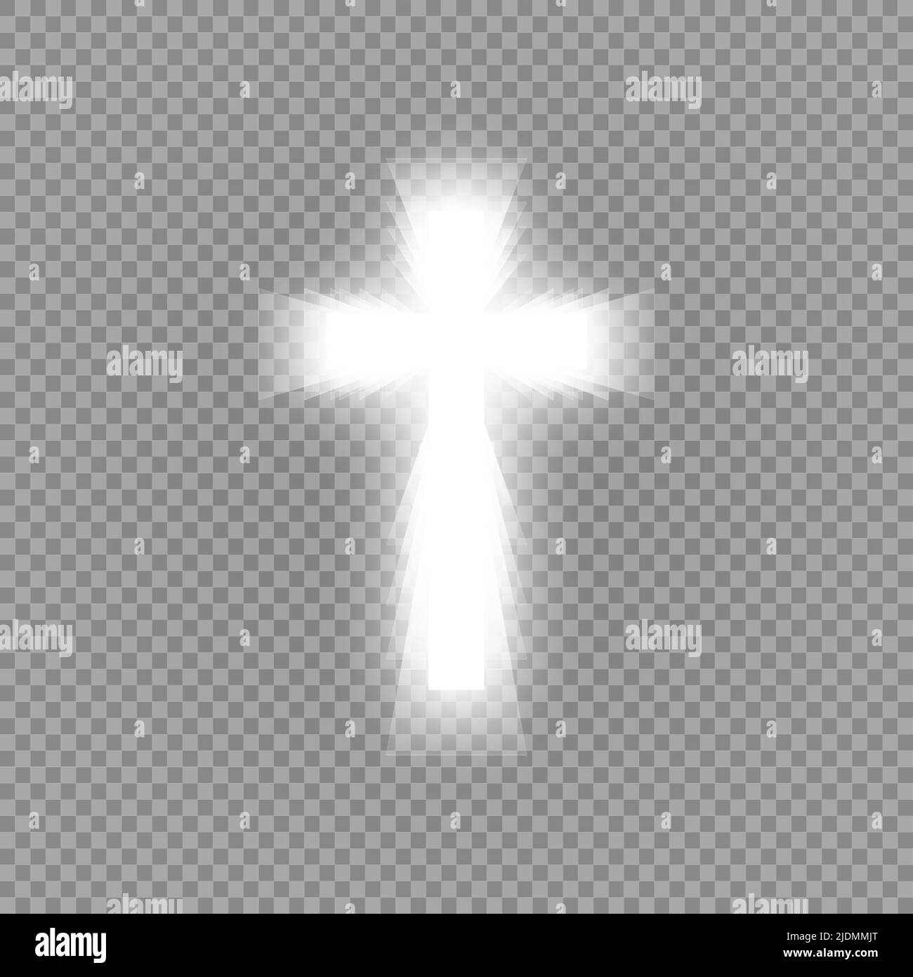 Splende la croce bianca e la luce del sole offerte lens flare effetto luce su sfondo trasparente. Incandescente santa croce. Illustrazione Vettoriale Illustrazione Vettoriale