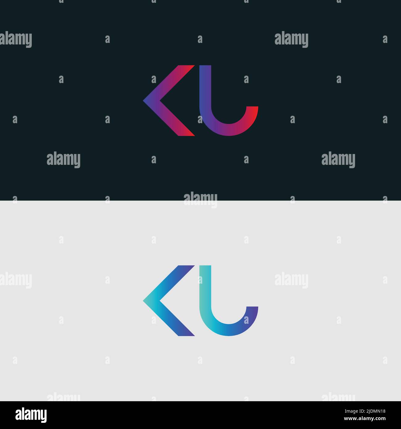 Lettera iniziale lettera alfabetica icona del logo KU, colori vivaci colori brillanti e logo alla moda Illustrazione Vettoriale