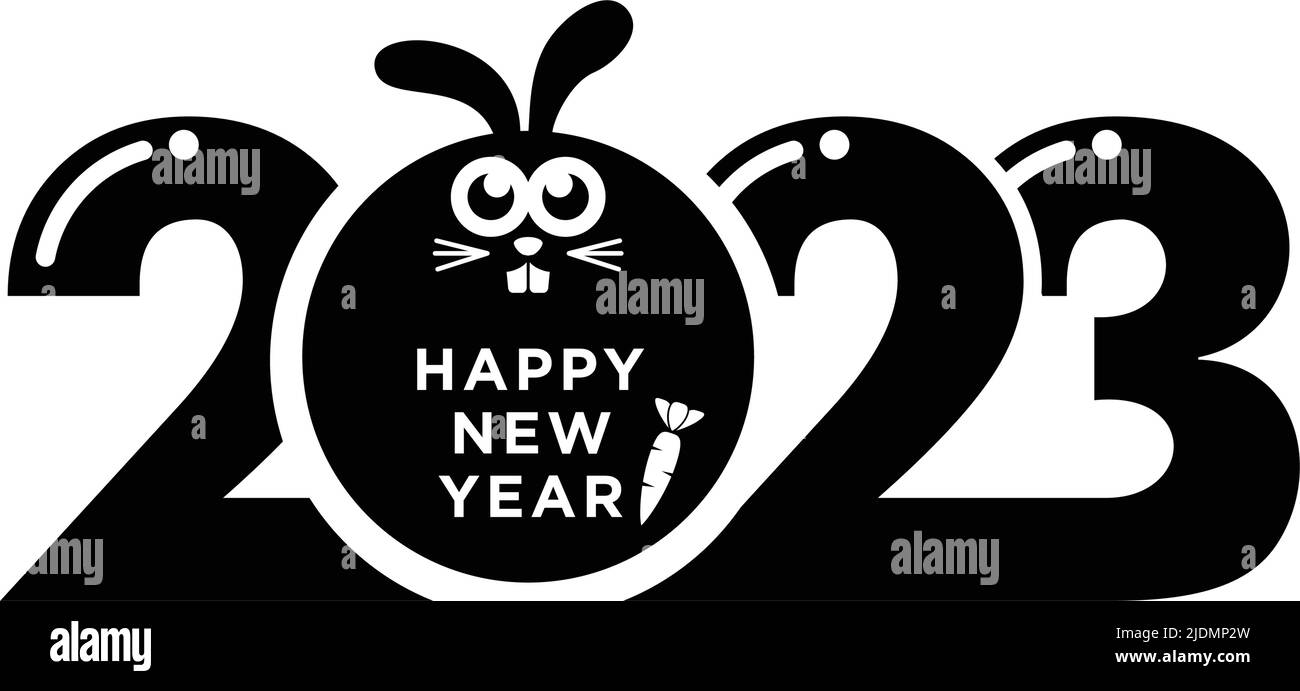 Felice anno cinese nuovo 2023 anno con il segno zodiaco coniglio. Vettore su sfondo trasparente Illustrazione Vettoriale