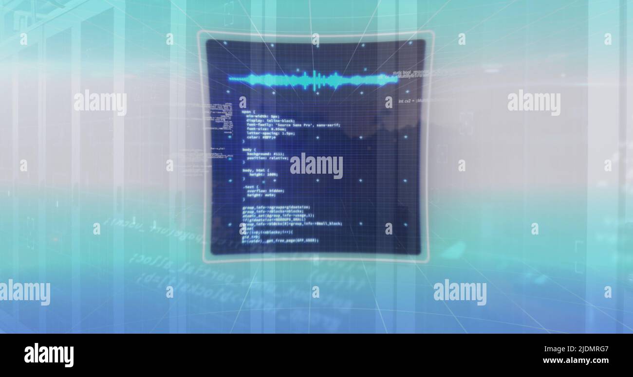 Immagine dell'elaborazione dei dati digitali su server di computer Foto Stock