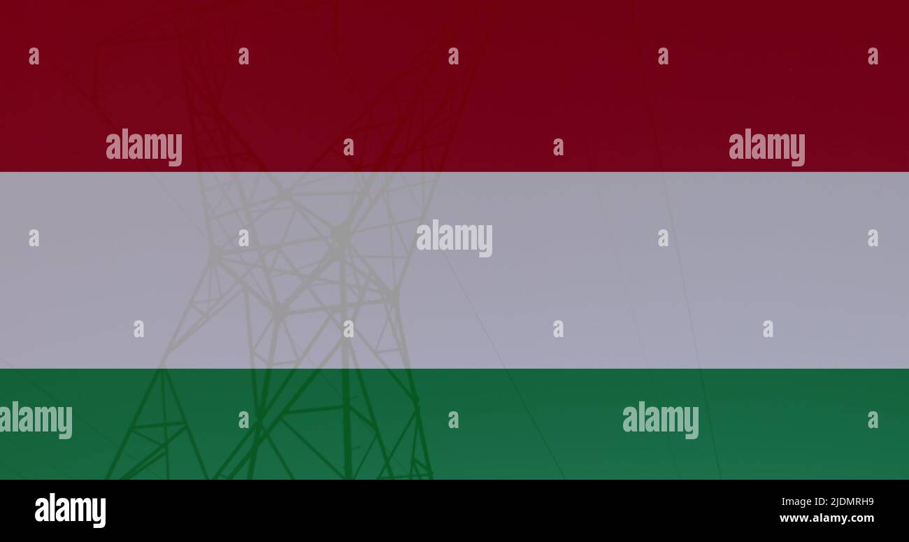 Immagine della bandiera dell'ungheria sul pilone Foto Stock