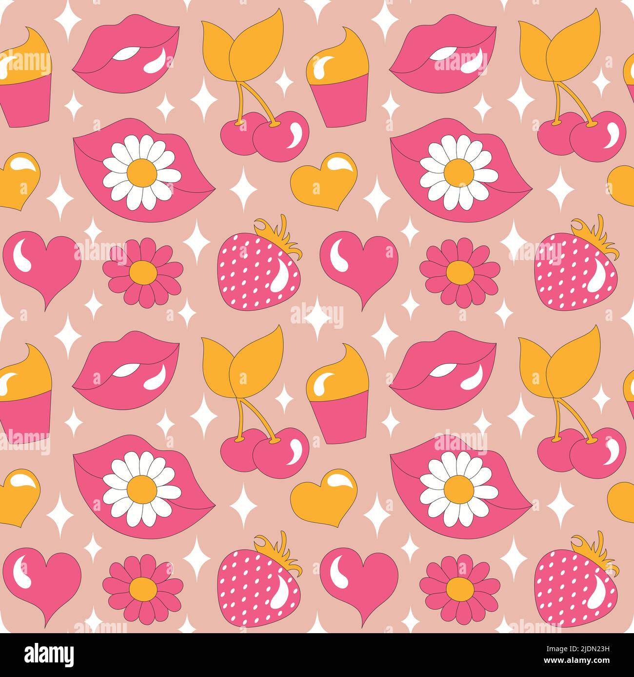 Retrò psichedelico senza cuciture pattern, grovy hippie sfondi. Illustrazione Vettoriale