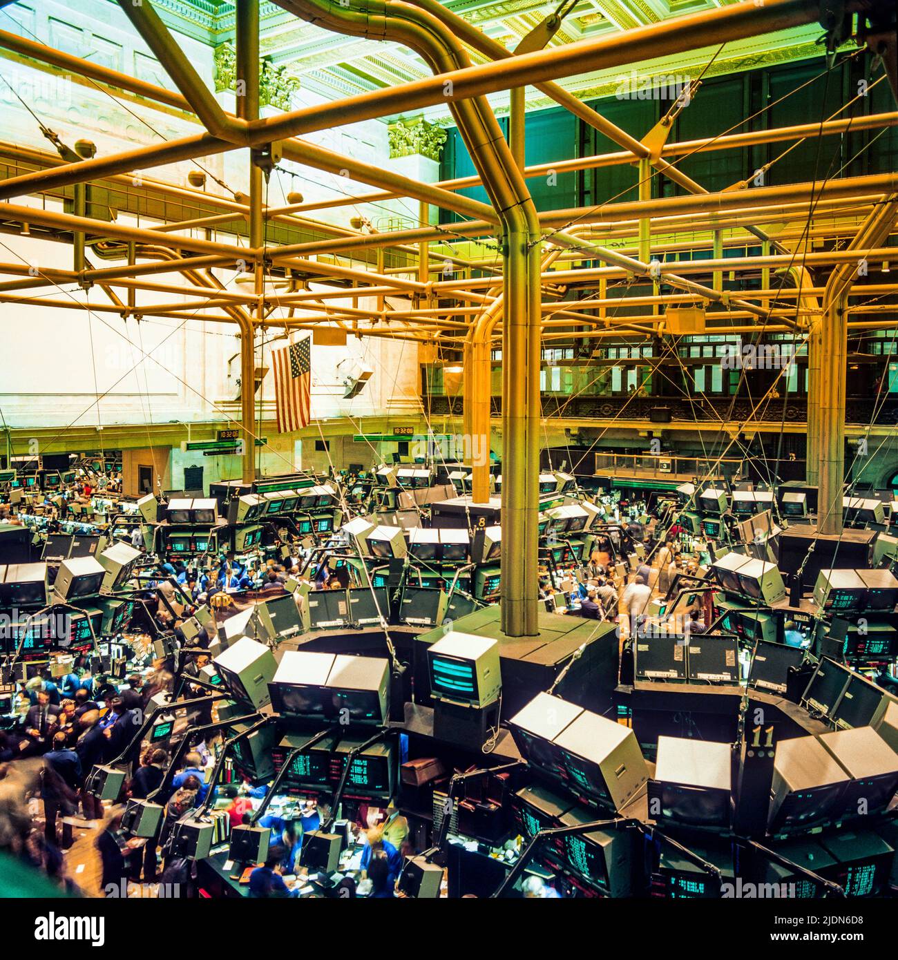 New York 1980s, NYSE, Borsa Interior, trading floor Overview, distretto finanziario, Manhattan, New York City, NY, NYC, USA, Foto Stock