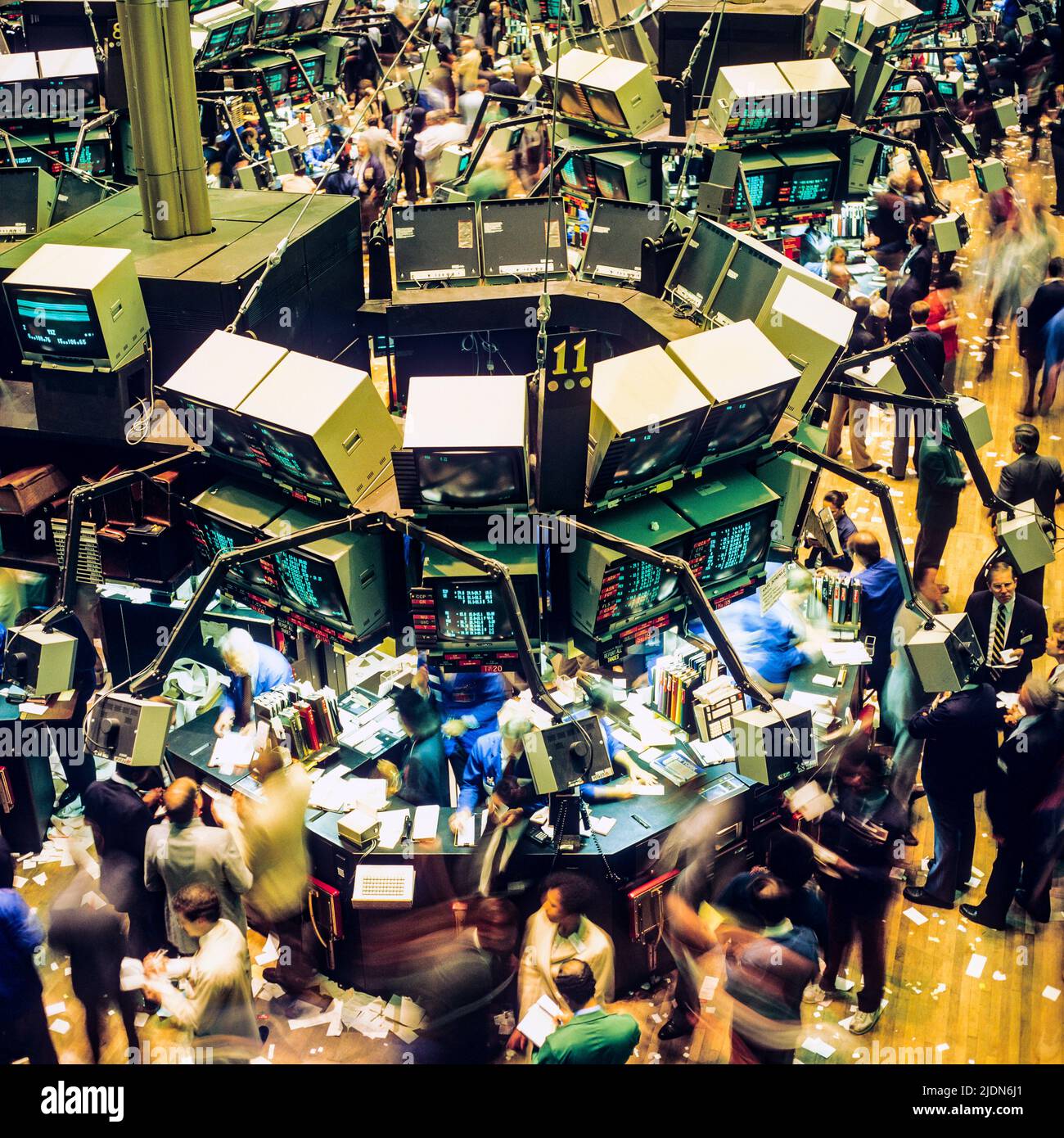 New York 1980s, NYSE, Borsa Interior, trading floor Overview, distretto finanziario, Manhattan, New York City, NY, NYC, USA, Foto Stock
