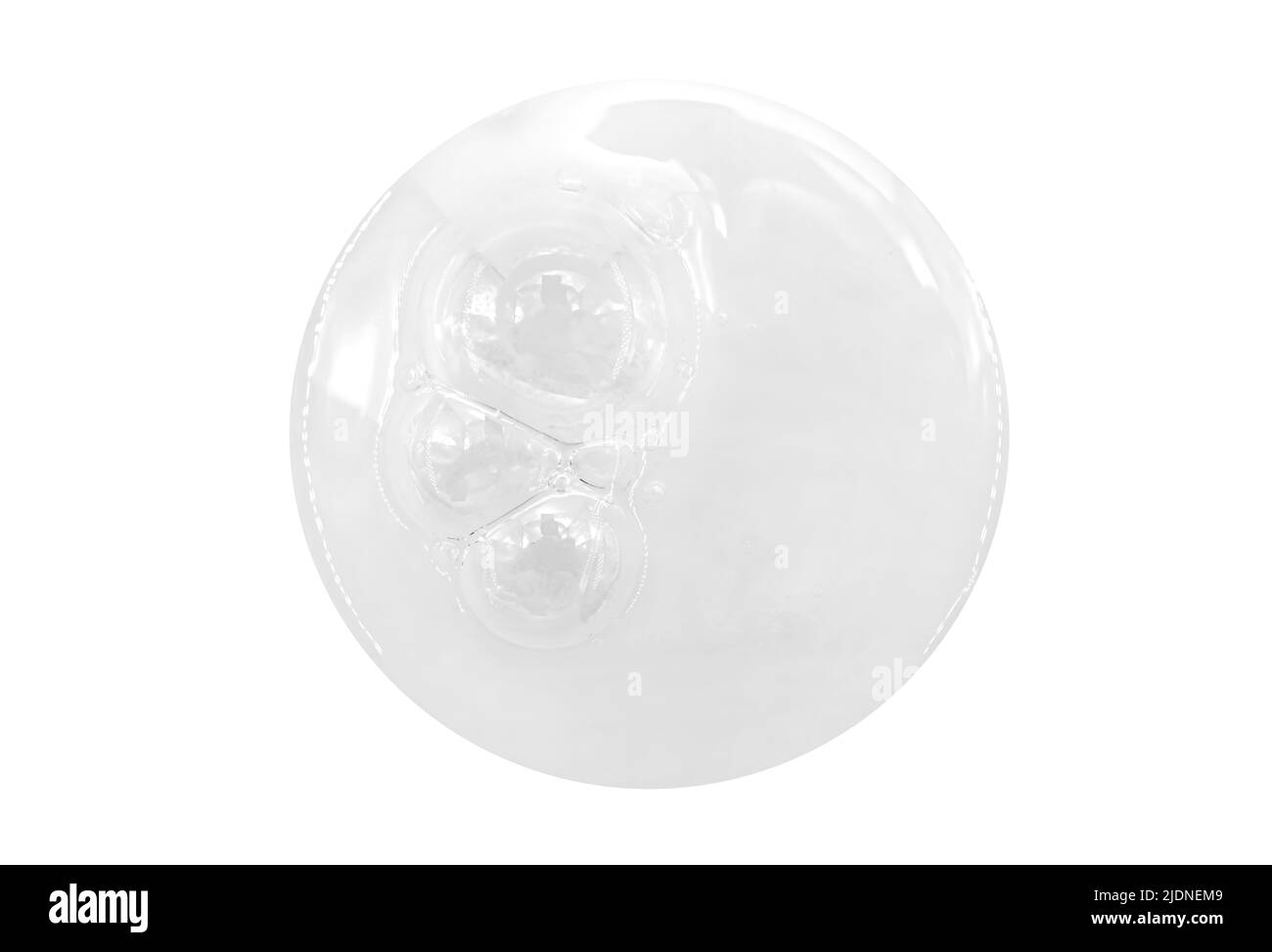 Struttura in gel di glicerina. Goccia di toner di siero blu isolata su sfondo bianco. Idratante liquido gel con bolle macro Foto Stock