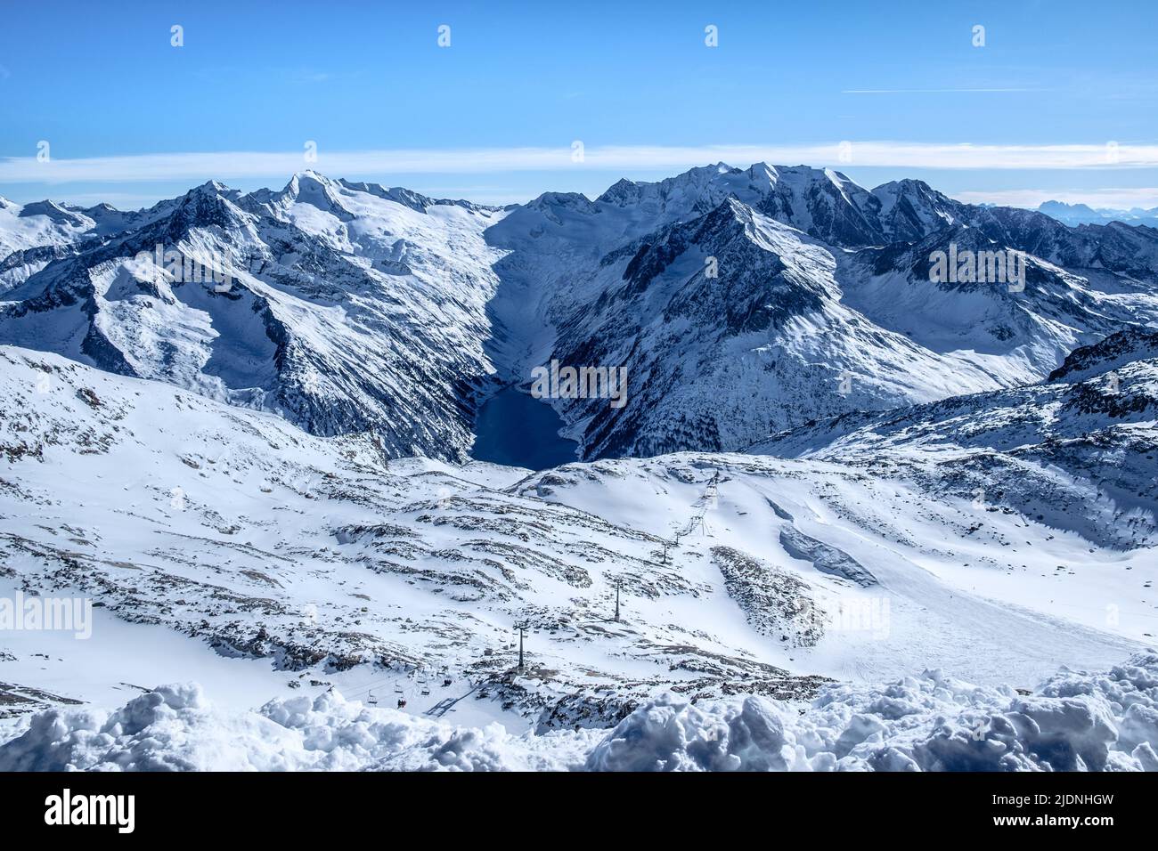 Winterpanorama Zillertaler Alpen Foto Stock
