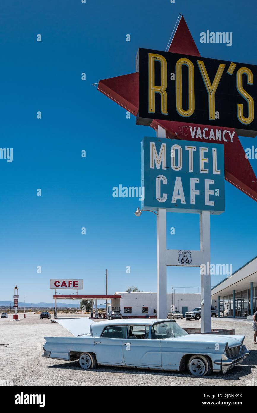 Route 66 Roy's Motel Cafe, Amboy, California Foto Stock