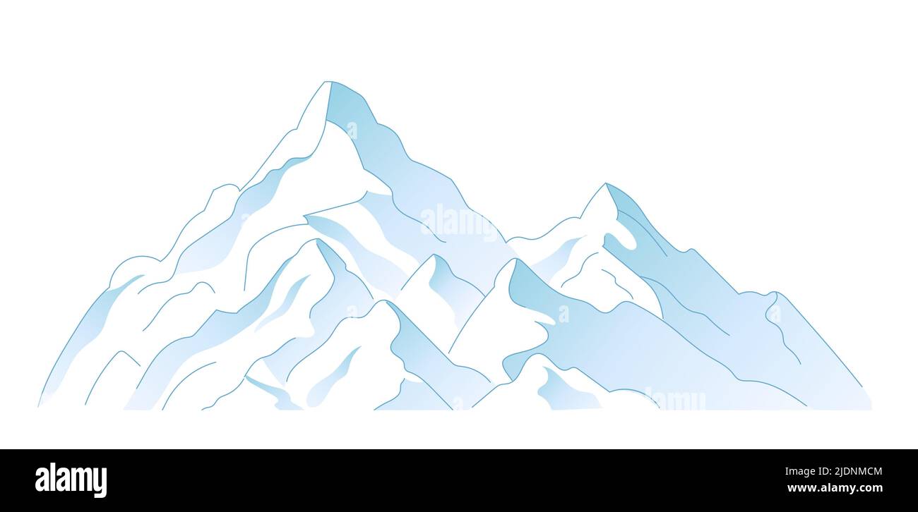 Illustrazione vettoriale della cima di montagna innevata. Illustrazione Vettoriale
