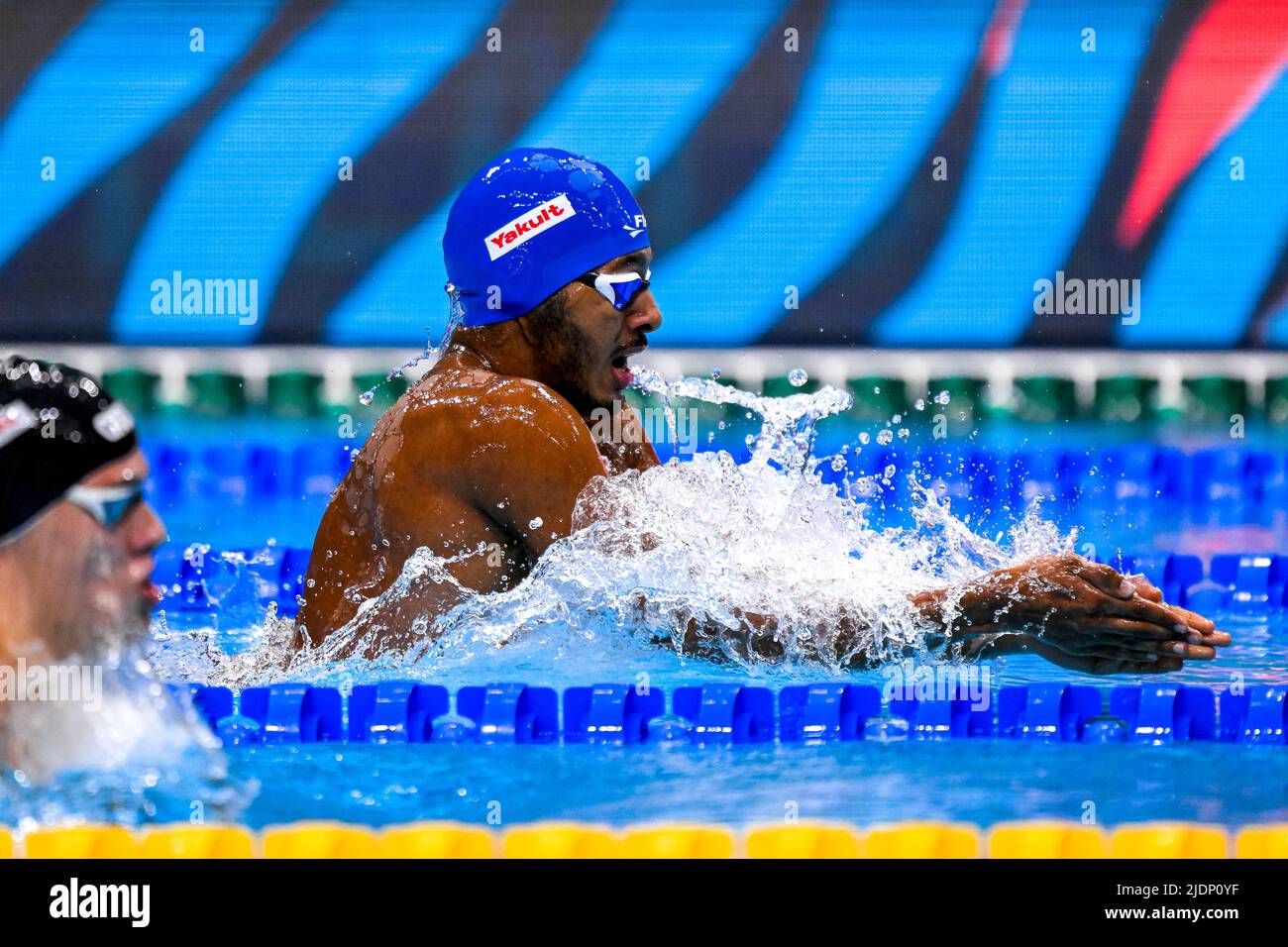 Budapest, Ungheria. 22nd giugno 2022. GHALI Saud BRN, STOJANOVSKI Andrej MKD200m pettorale Men Heats Swimming FINA 19th World Championships Budapest 2022 Budapest, Duna Arena 22/06/22 Foto Giorgio Scala/Deepbluemedia/Insidefoto Credit: Insidefoto srl/Alamy Live News Foto Stock