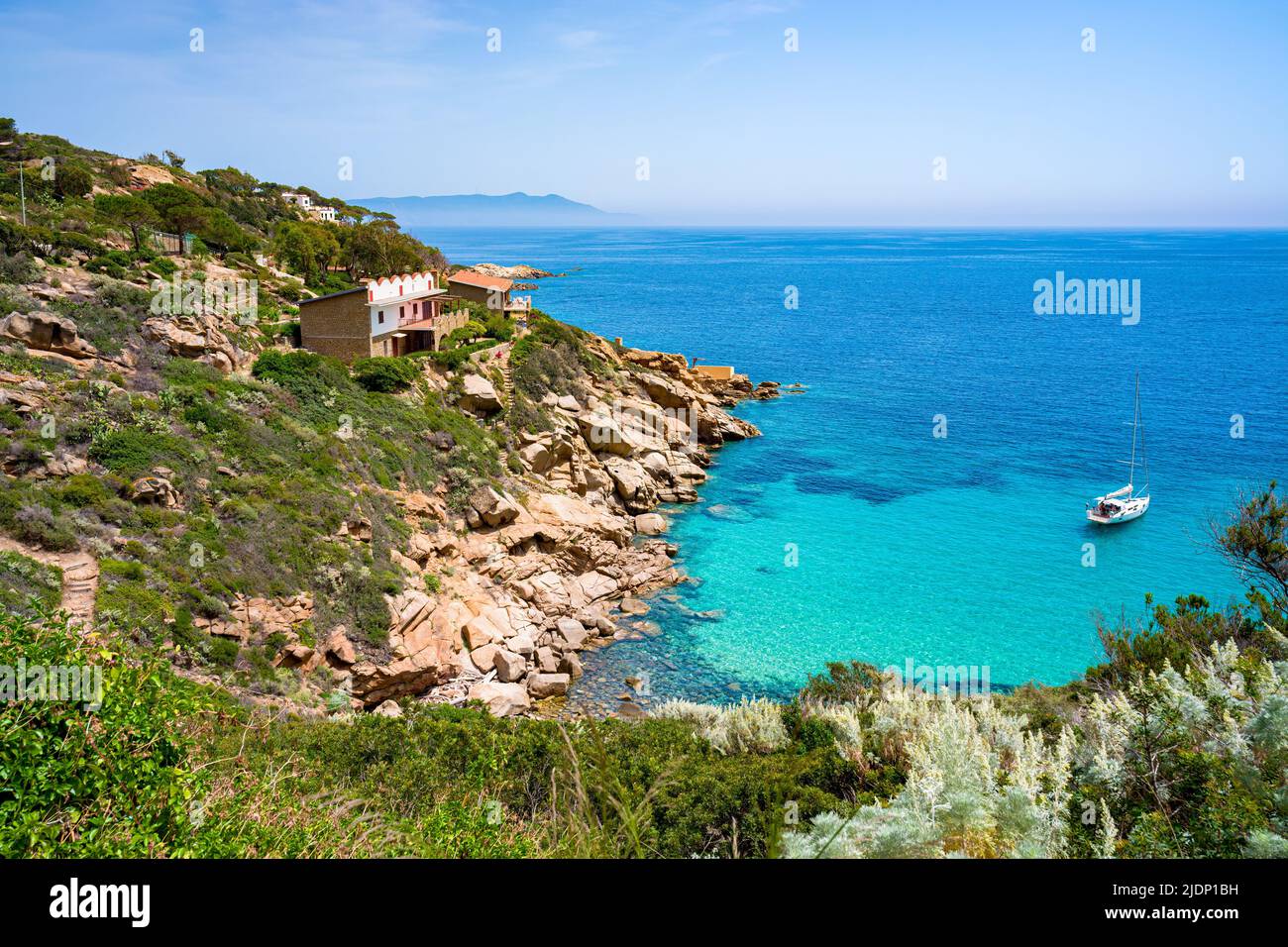 Cala dello Smeraldo sul paradiso dell'Isola del Giglio, Toscana, Italia, Foto Stock