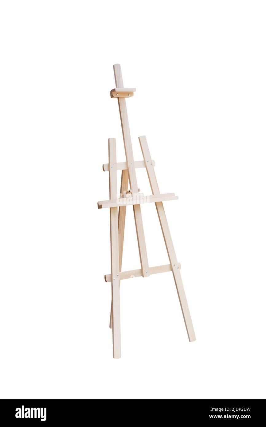 Tela Painting stand cavalletto legno fornitura d'arte isolato, Mock up. Foto Stock