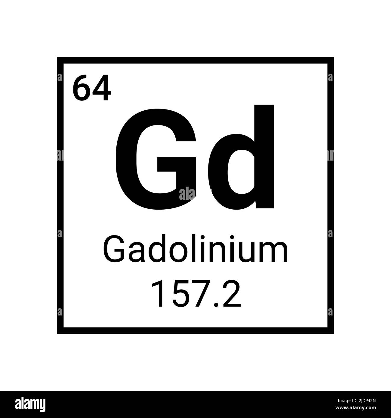 Atomo icona chimica elemento tabella periodica gadolinio. Illustrazione Vettoriale