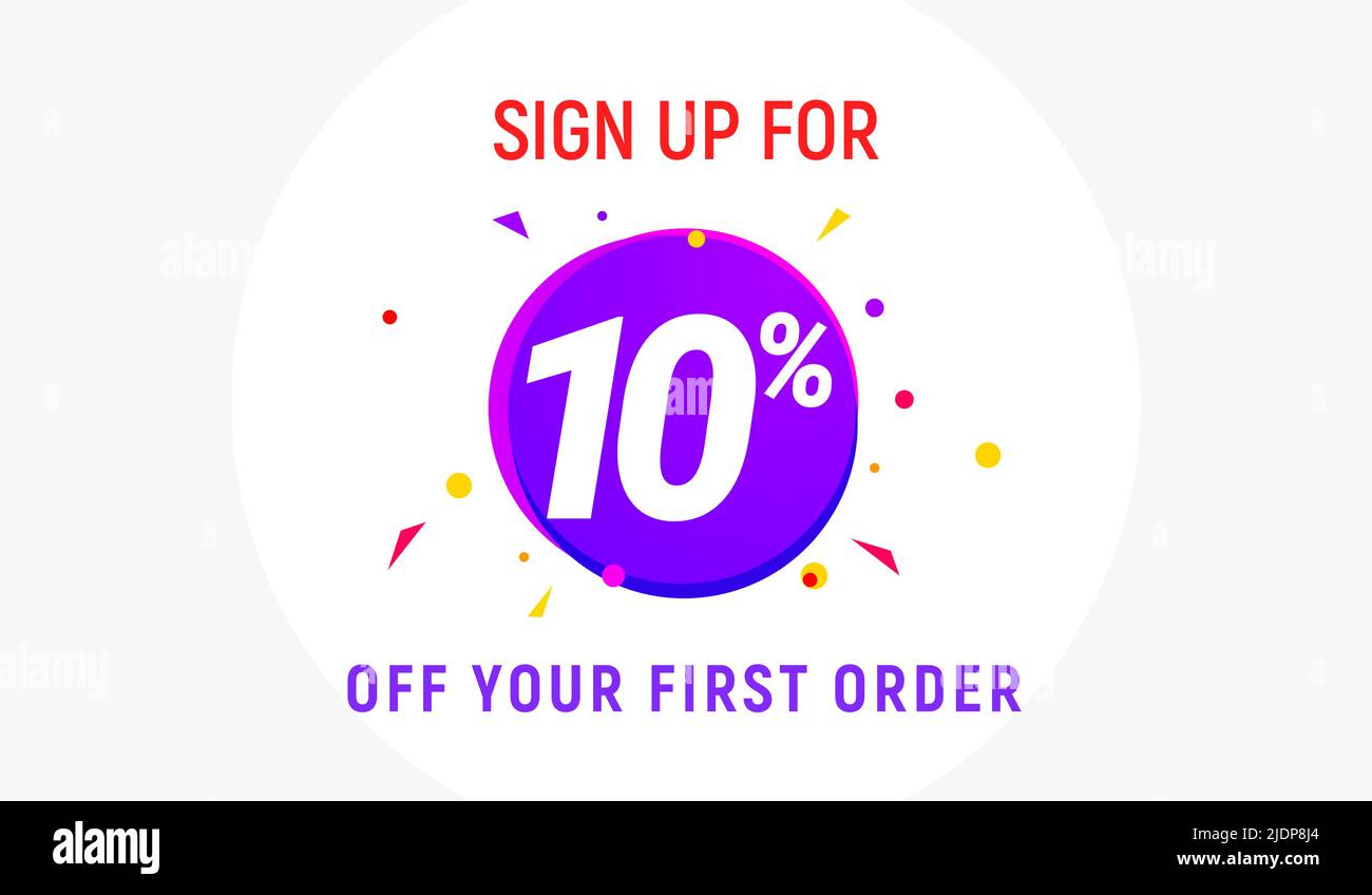 Codice coupon sconto segno in su offerta pubblicitaria. Sconto promozione tag flyer 10% di sconto promozione Illustrazione Vettoriale