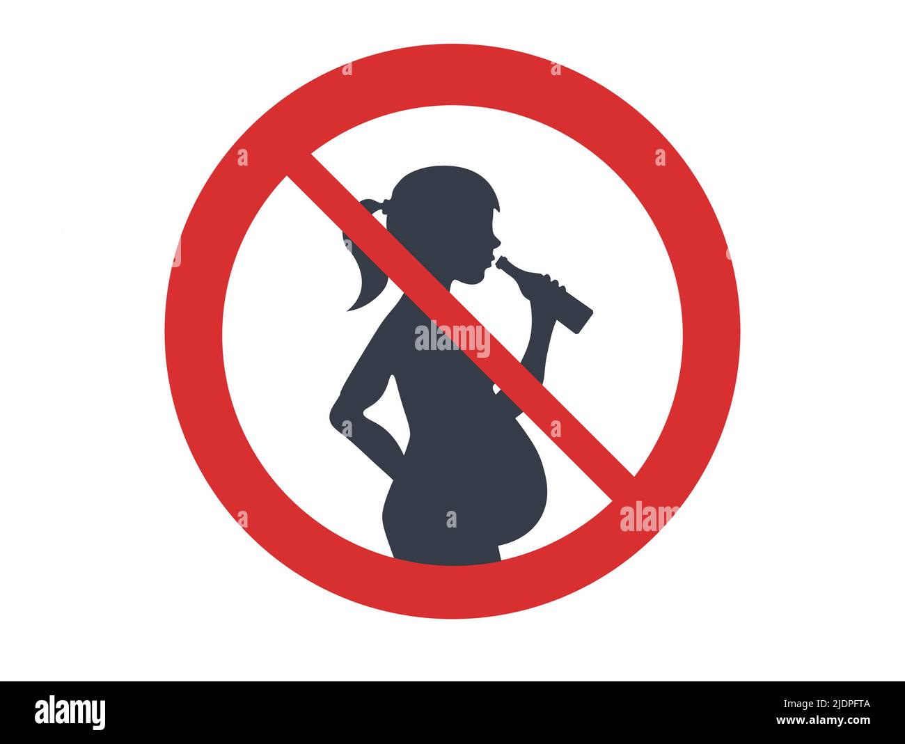 Non bere alcol durante la gravidanza, icona del segno di divieto Illustrazione Vettoriale
