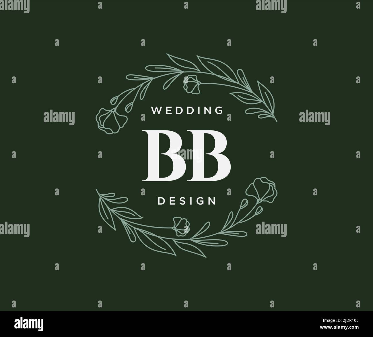 BB iniziali lettera matrimonio monogramma collezione loghi, disegnati a mano moderni minimalistici e modelli floreali per carte di invito, Salva la data, elegante Illustrazione Vettoriale