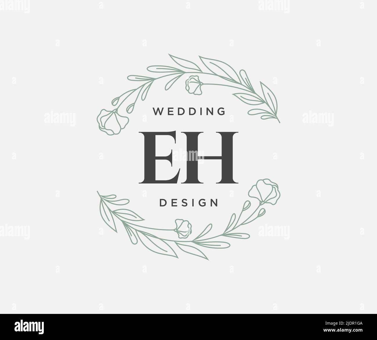 EH iniziali lettera matrimonio monogramma collezione loghi, disegnati a mano moderno minimalista e modelli floreali per carte di invito, Salva la data, elegante Illustrazione Vettoriale