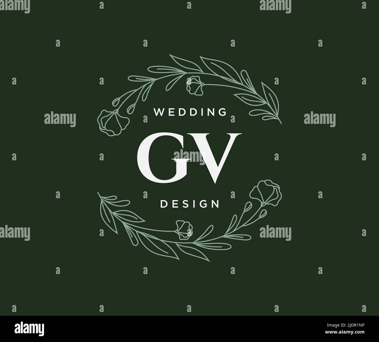 GV iniziali lettera Wedding monogramma collezione loghi, disegnati a mano moderni minimalistici e modelli floreali per carte di invito, Salva la data, elegante Illustrazione Vettoriale