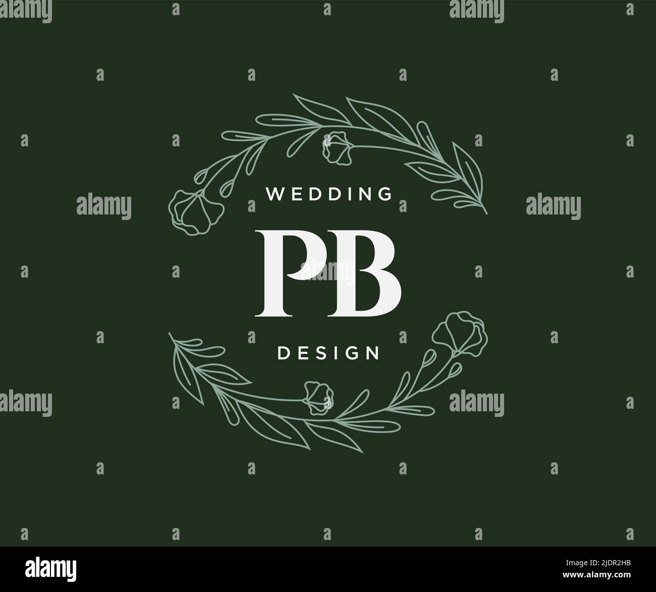 PB iniziali lettera Wedding monogramma collezione loghi, disegnati a mano moderno minimalista e modelli floreali per carte di invito, Salva la data, elegante Illustrazione Vettoriale