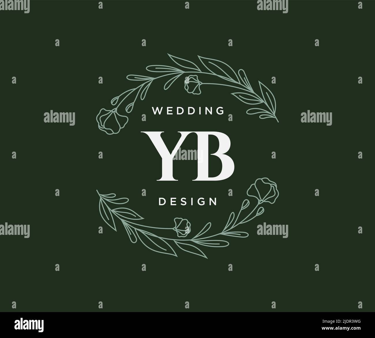 YB iniziali lettera monogramma collezione loghi, modelli moderni minimalisti e floreali disegnati a mano per carte di invito, Salva la data, elegante Illustrazione Vettoriale