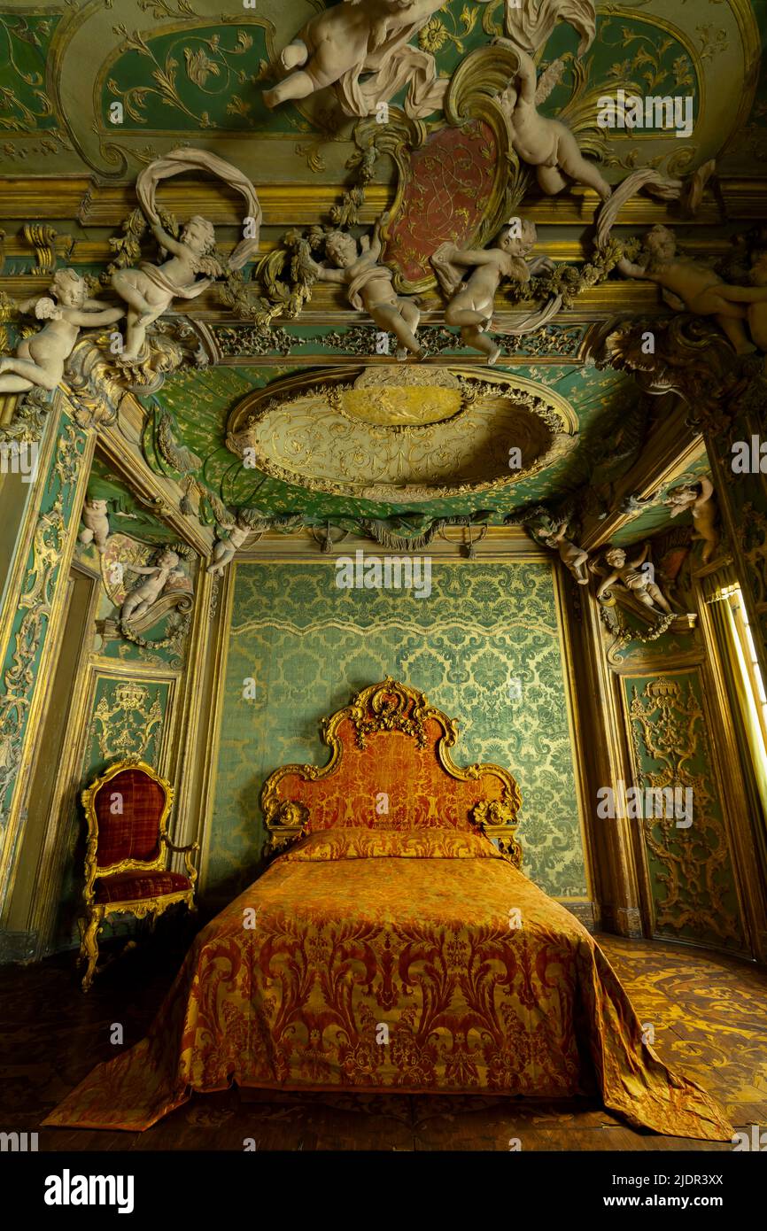 Camera da letto dal Palazzo Sagredo. Mostra al Metropolitan Museum of Art, New York, USA Foto Stock