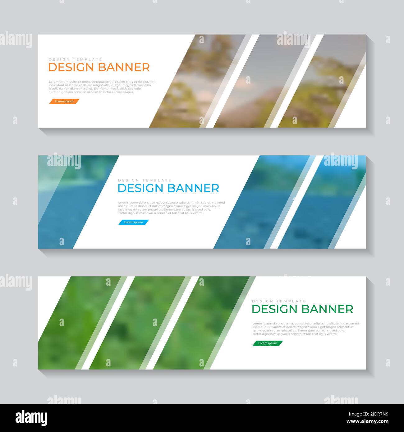Set di modelli di banner aziendali orizzontali. Design tecnologico moderno. Illustrazione vettoriale Illustrazione Vettoriale