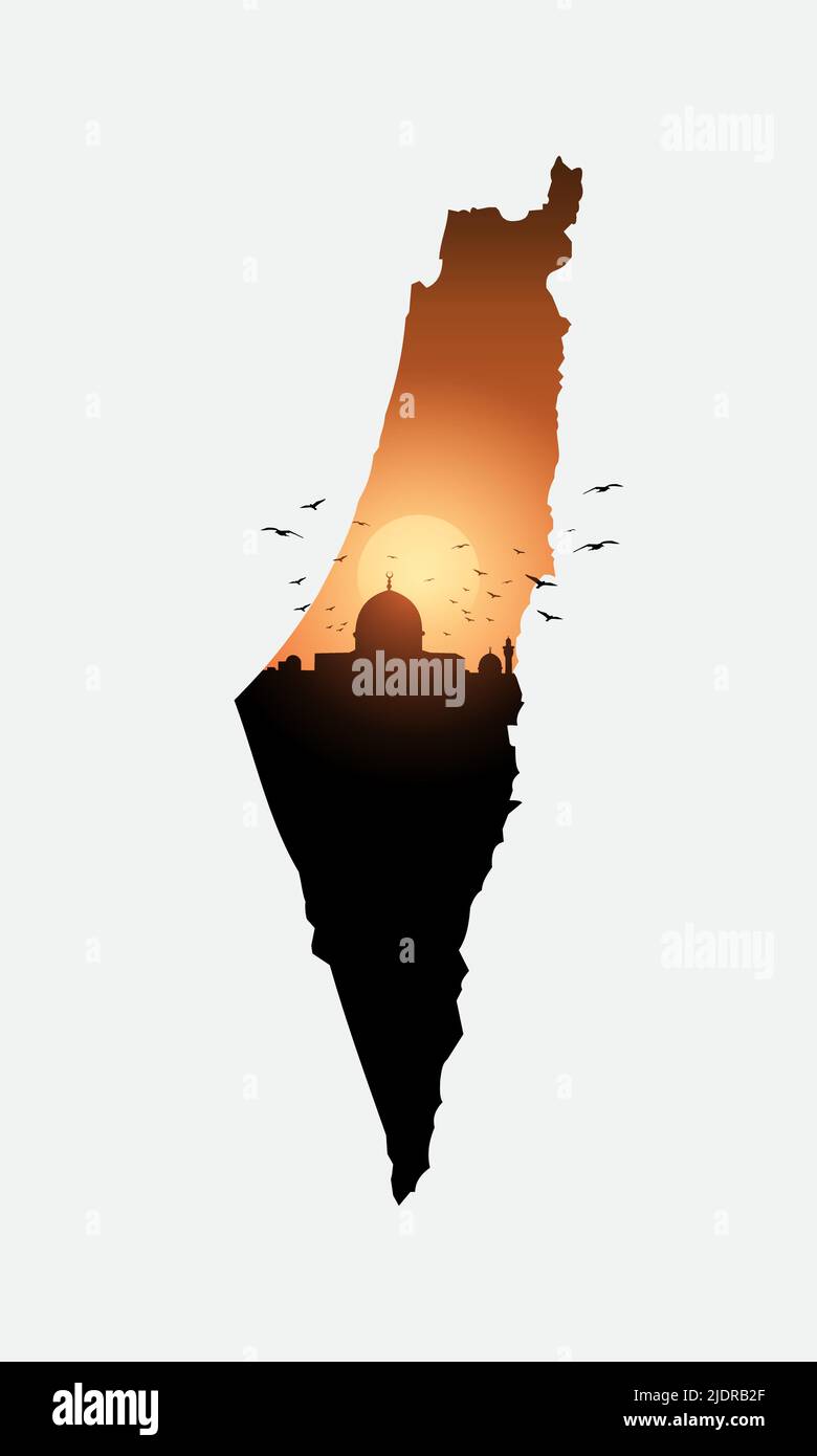 Mappa silhouette paese Palestina. Illustrazione vettoriale Illustrazione Vettoriale