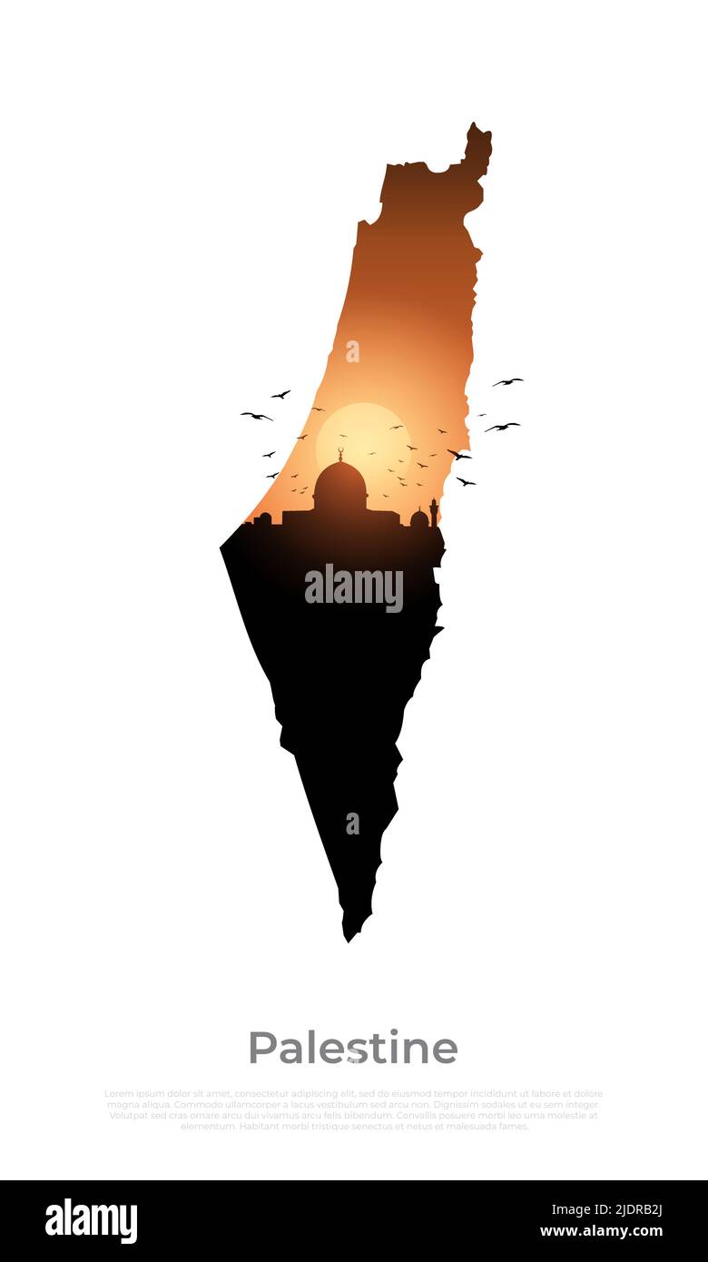 Mappa silhouette paese Palestina. Illustrazione vettoriale Illustrazione Vettoriale