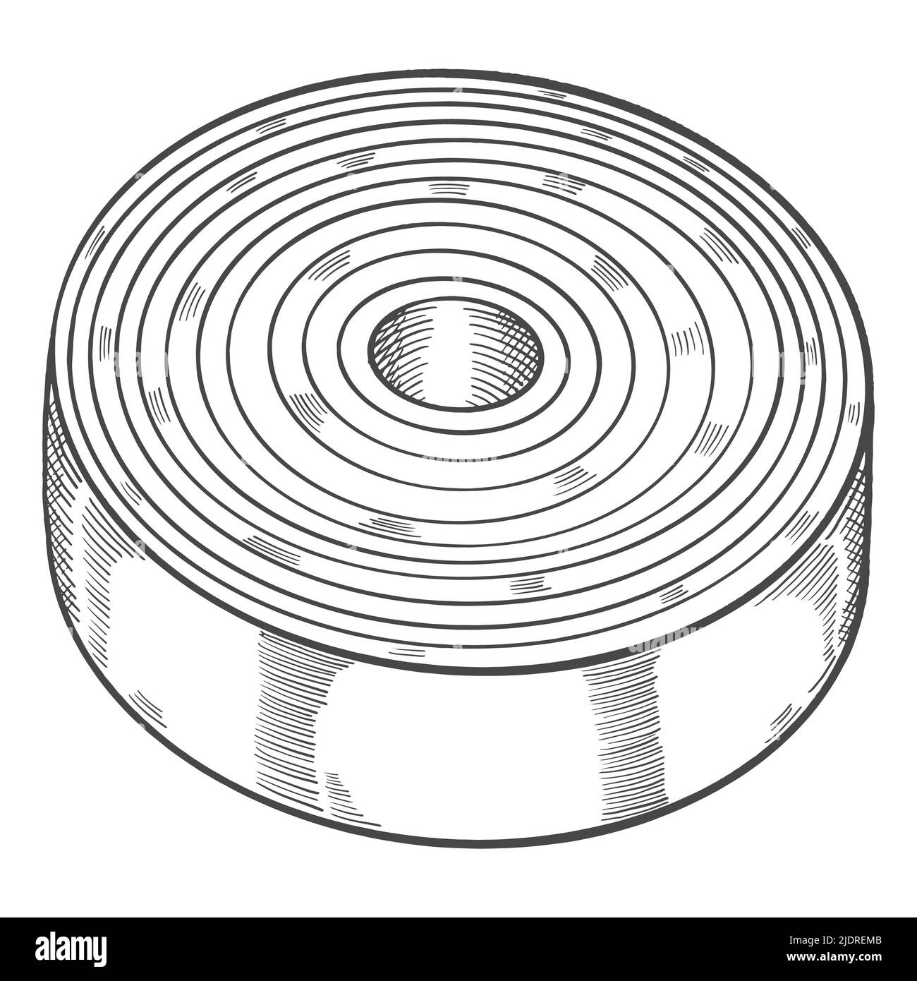 baumkuchen cucina tedesca o tedesca cibo tradizionale isolato doodle disegno a mano con disegno vettoriale stile di contorno Foto Stock