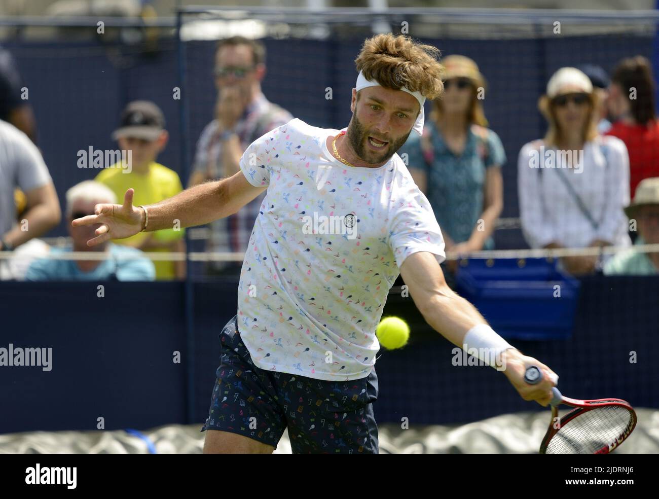 Liam Broady (GB) in qualifica al Rothsay International, Devonshire Park, Eastbourne, 18th giugno 2022 Foto Stock