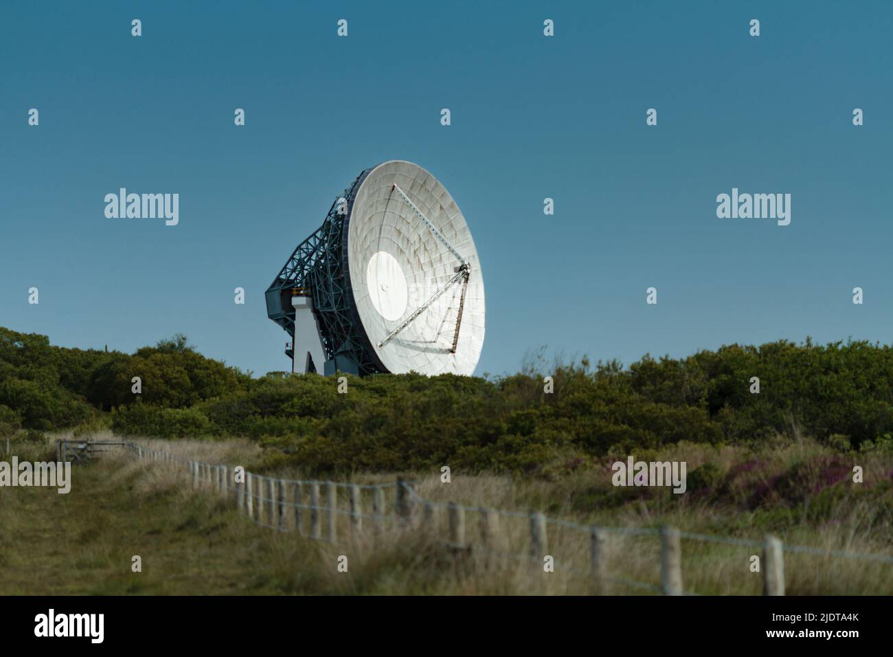 Piatti satellitari di Goonhilly Earth Station, Goonhilly Downs, il Lizard, Cornovaglia Foto Stock