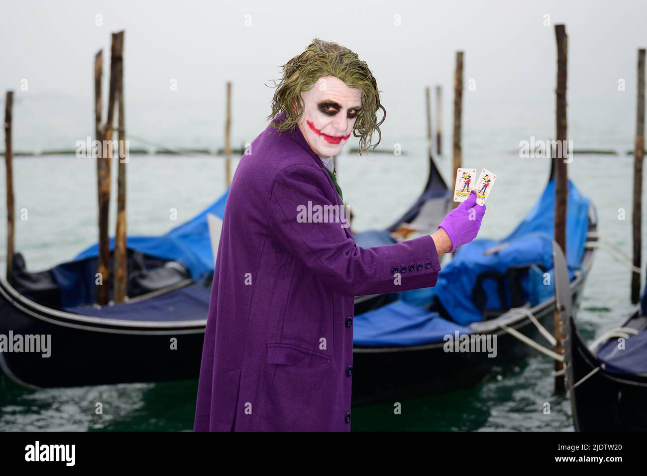 Maschera Joker durante il festival di Venezia, Italia Foto Stock