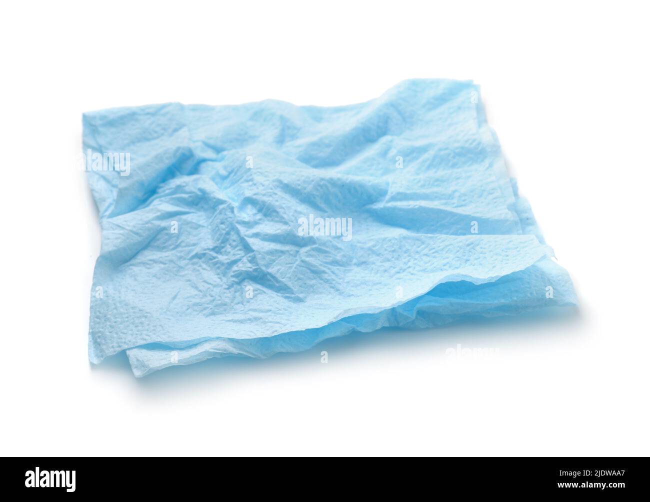 Blue carta sgualcita igienico isolato su bianco Foto Stock