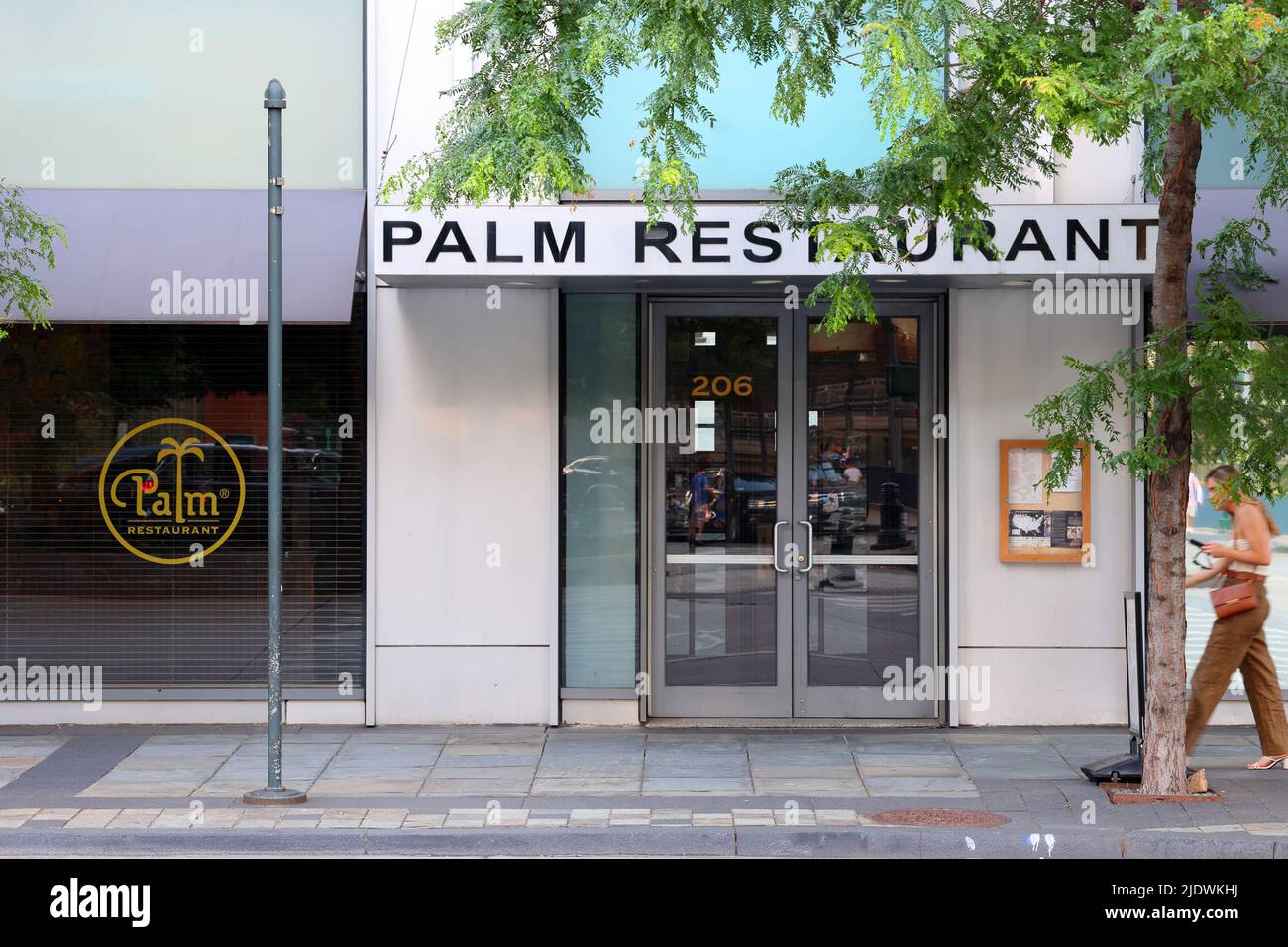 The Palm, 206 West St, New York, NYC foto di un ristorante grill nel quartiere Tribeca di Manhattan. Foto Stock