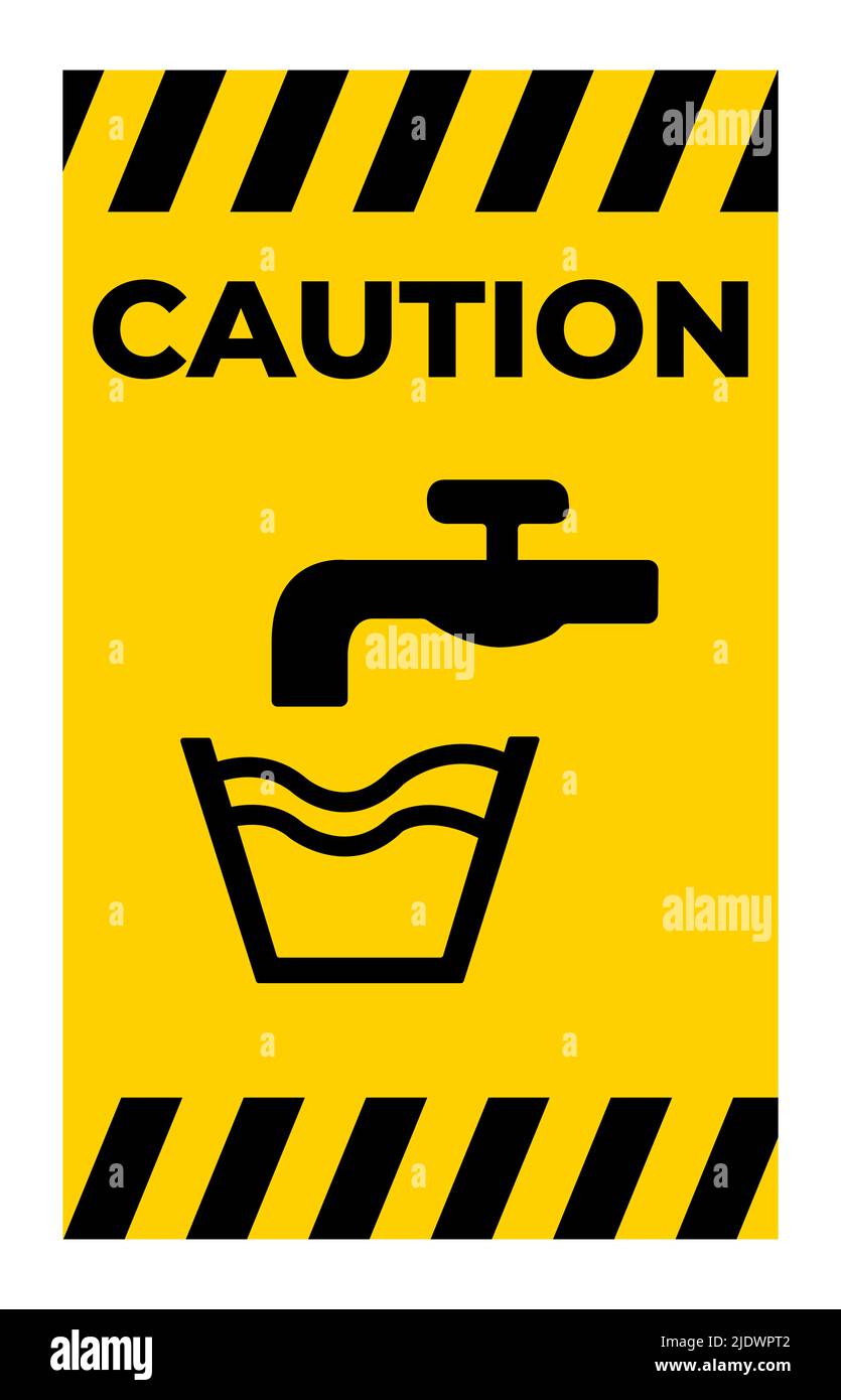 Attenzione: Simbolo di non bere acqua simbolo isolare su sfondo bianco Illustrazione Vettoriale