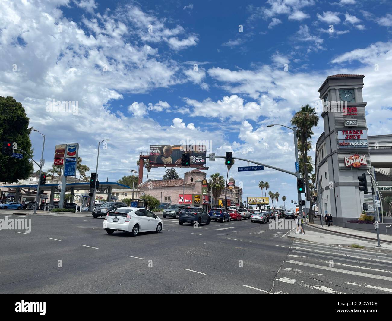 Vista generale della Sunset Strip al Laurel Canyon a West Hollywood, California Foto Stock