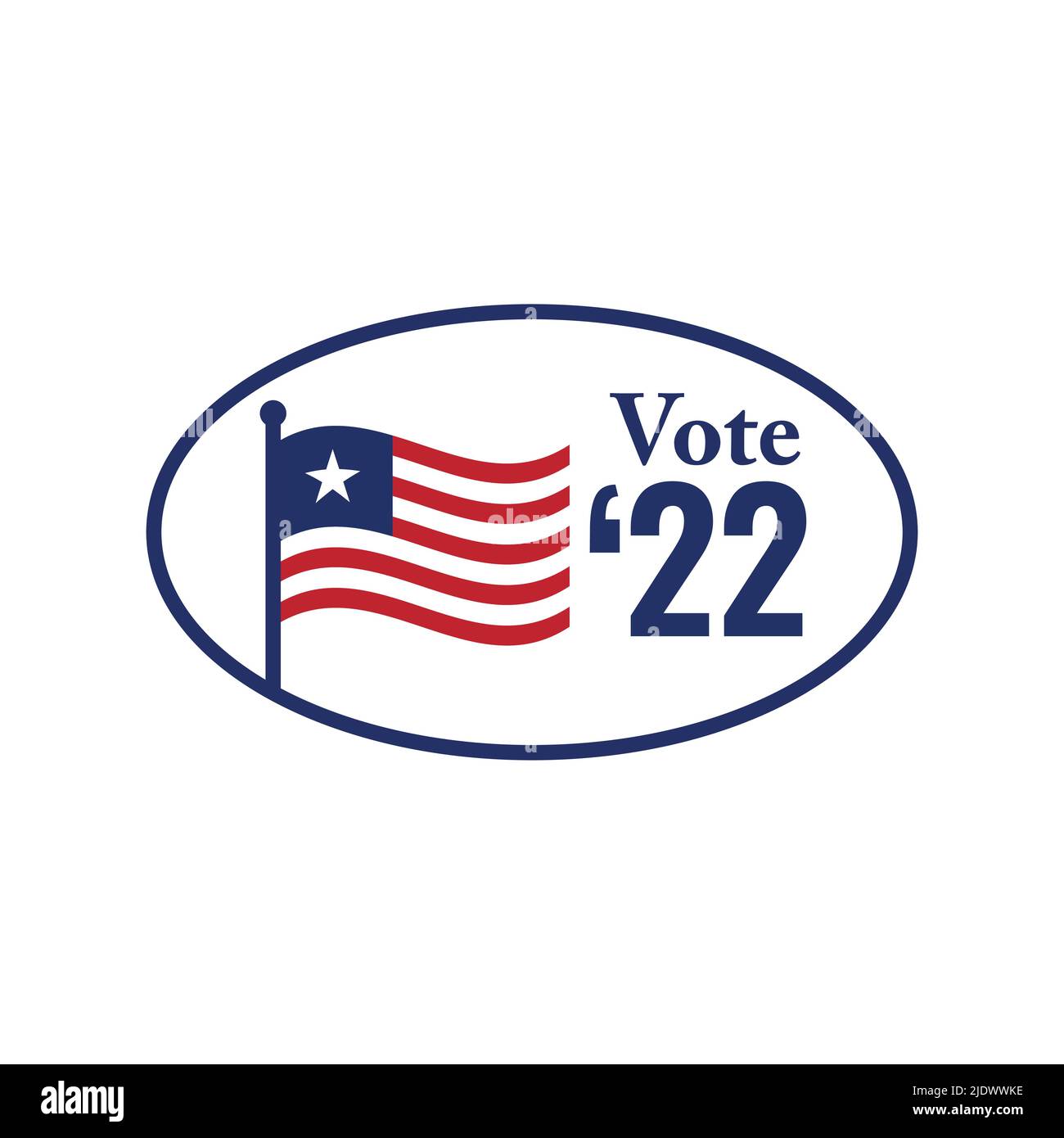 2022 Design delle elezioni di metà mandato con l'icona Red White Blue Vote Illustrazione Vettoriale