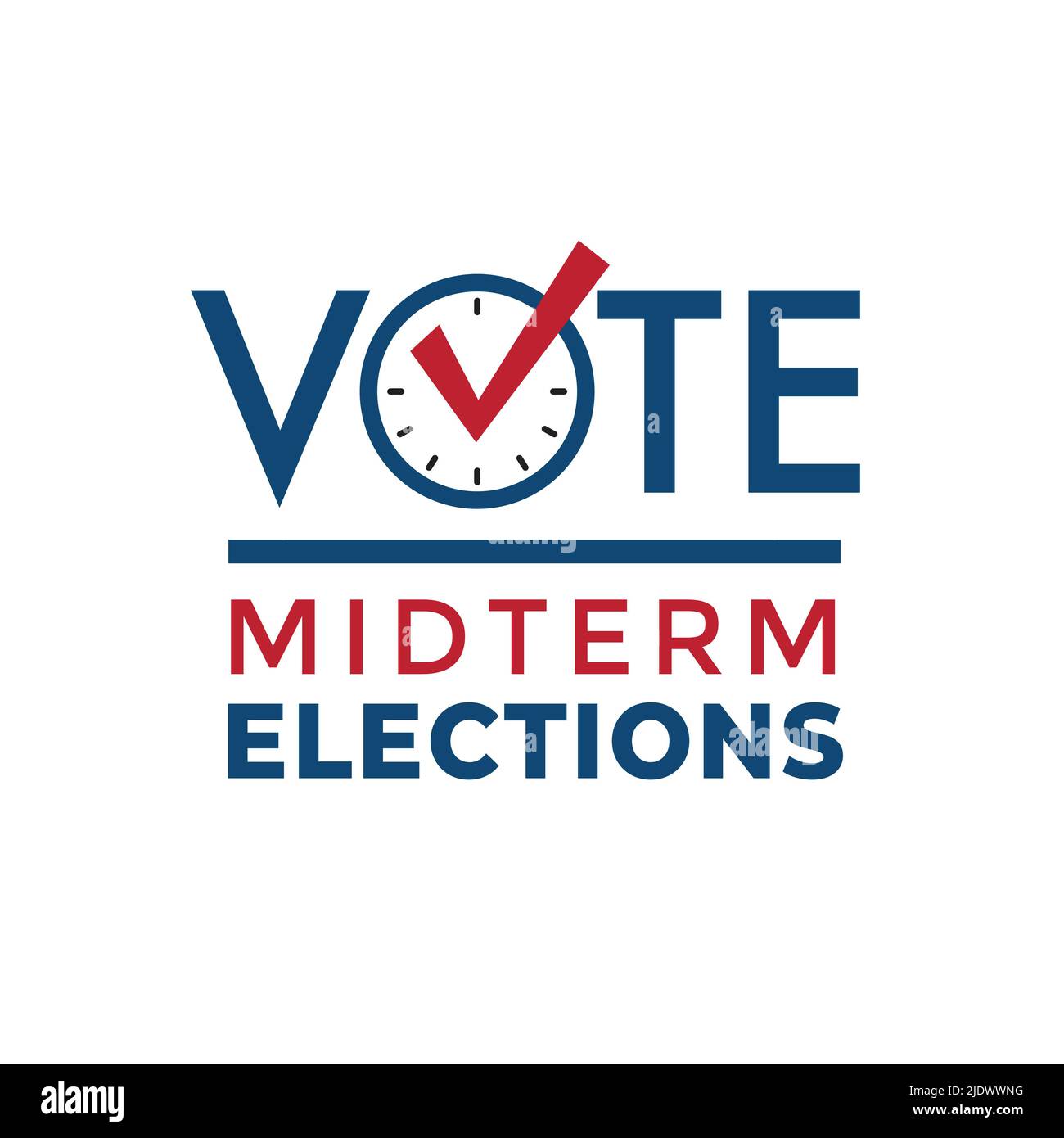 2022 Design delle elezioni di metà mandato con l'icona Red White Blue Vote Illustrazione Vettoriale
